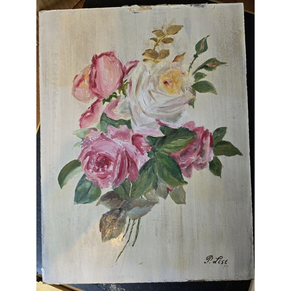 Original Art Floral Painting In Gold Frame 12" x 15", Vintage 1971 - Picture 4 of 7